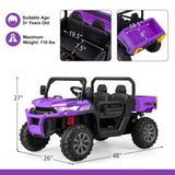 2-Seater Electric Dump Truck Ride-On for Kids with Remote Control - 12V