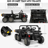 2-Seater Electric Dump Truck Toy with 24V Battery Power and 6 Wheels in Black