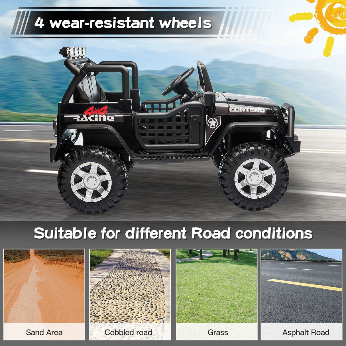 2-Seater Electric Jeep Car Toy for Kids with Remote Control - 12V Ride-On Truck