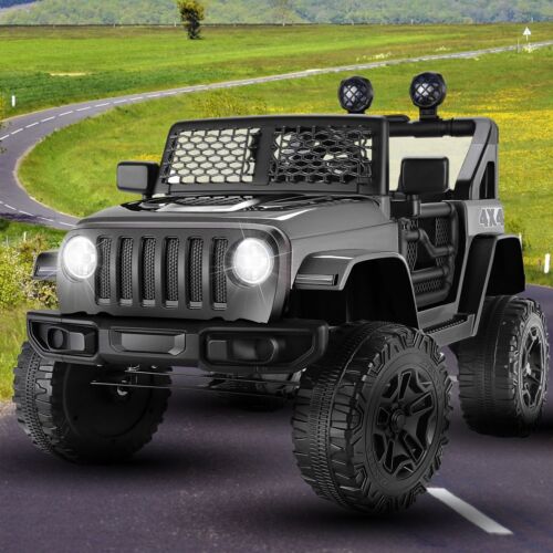 2-Seater Electric Jeep for Kids with Remote Control, LED Lights, and MP3 Player - 12V Ride-On Vehicle