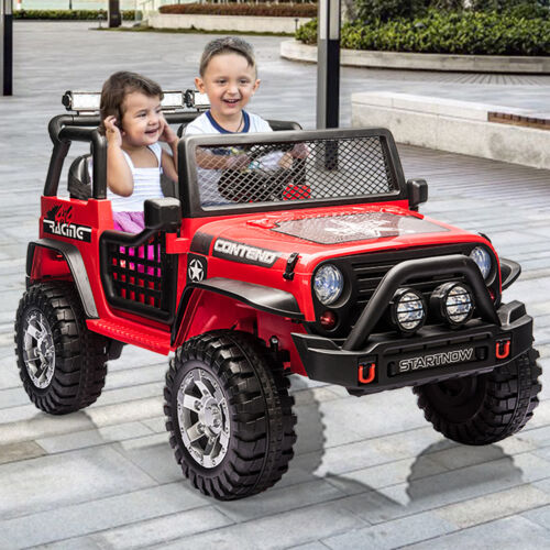 2-Seater Electric Ride-On Car for Kids with RC Control, MP3 Player, and Realistic Jeep Design
