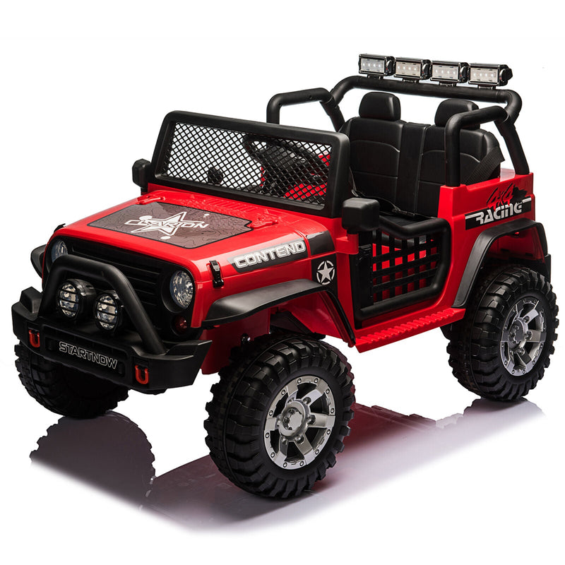 2-Seater Electric Ride-On Car for Kids with RC Control, MP3 Player, and Realistic Jeep Design