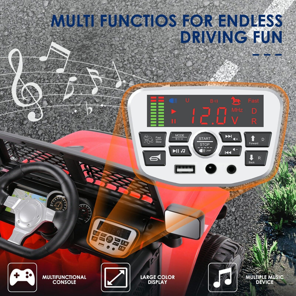 12V Electric Kids Ride On Car with Remote Control and MP3 Player - Perfect Gift for Little Drivers!