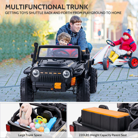 2-Seater Electric Ride-On Car for Kids with Remote Control and Music - 12V Battery Powered