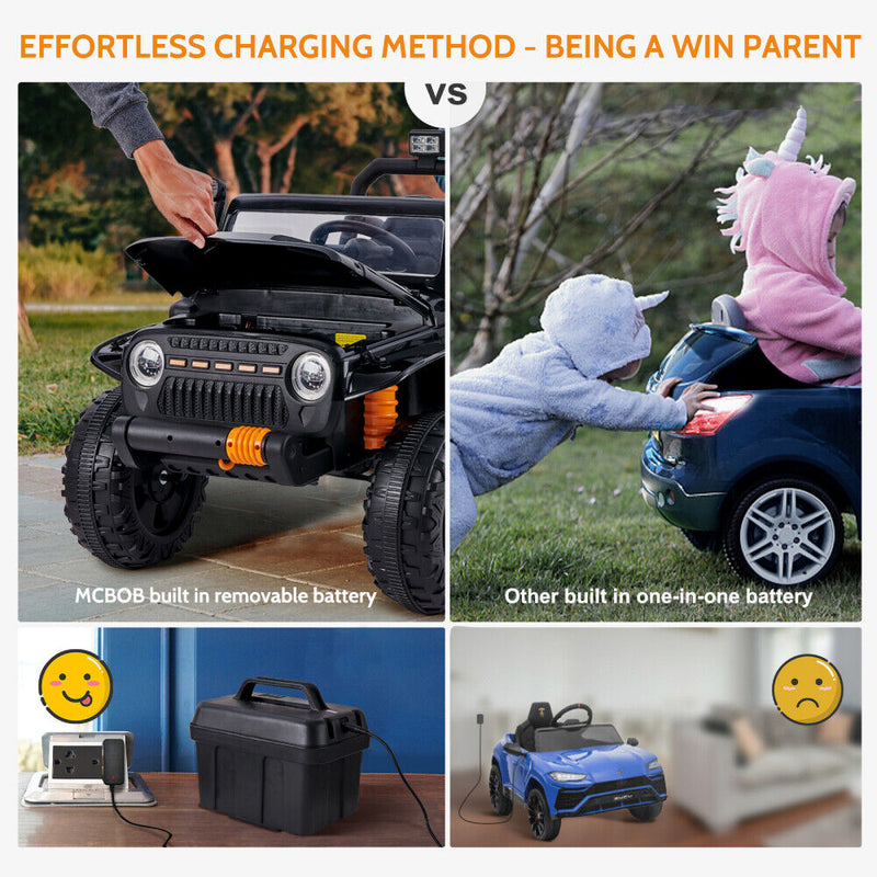 2-Seater Electric Ride-On Car for Kids with Remote Control and Music - 12V Battery Powered