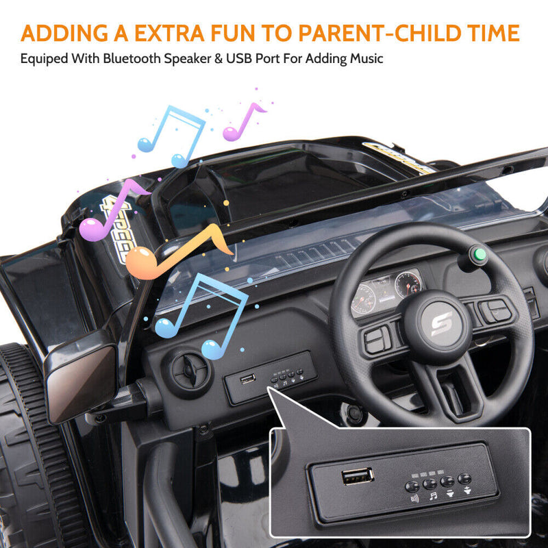 2-Seater Electric Ride-On Car for Kids with Remote Control and Music - 12V Battery Powered