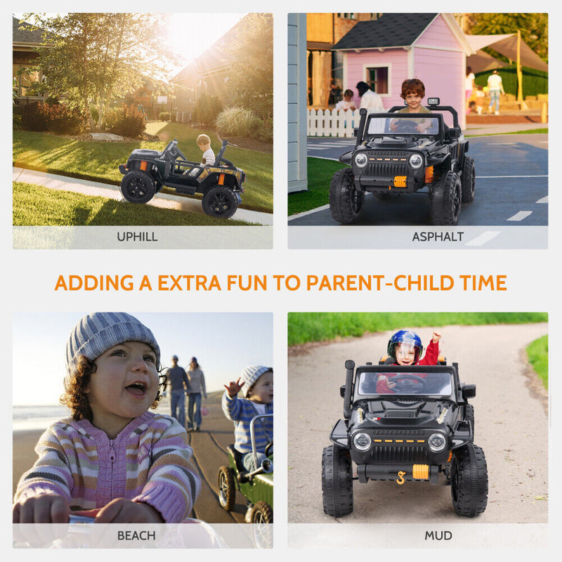 Electric 2-Seater Kids Ride-On Jeep with MP3, LED Lights, and Remote Control - 12V