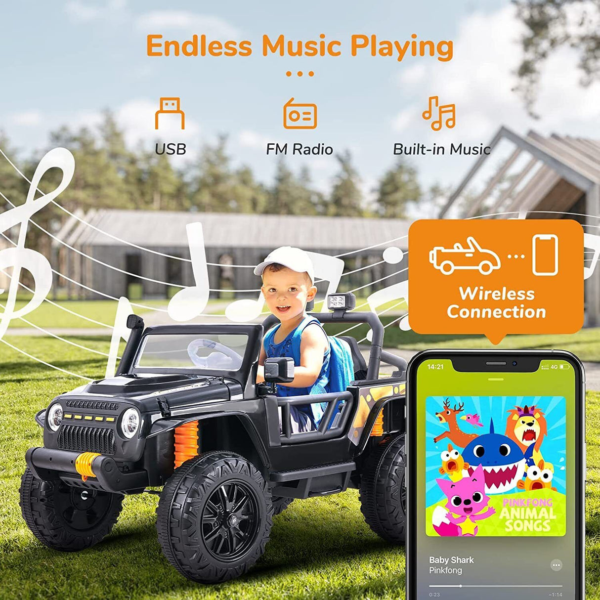 Electric Ride-On Car for Kids with Parental Remote Control, LED Lights, and MP3 Player - 12V