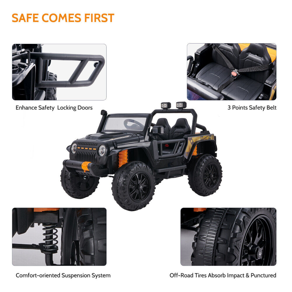 Electric Ride-On Car for Kids with Remote Control, Music, and Lights - 2 Seats, 4 Wheels