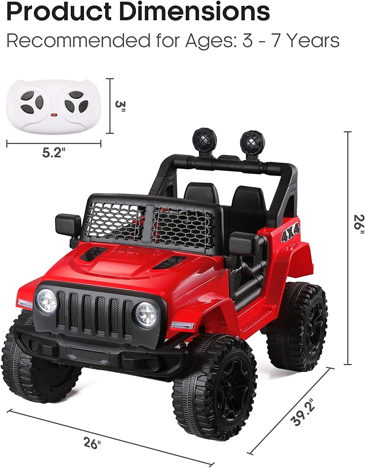 Remote Controlled 12V Ride-On Truck for Kids with Bluetooth Music Capability