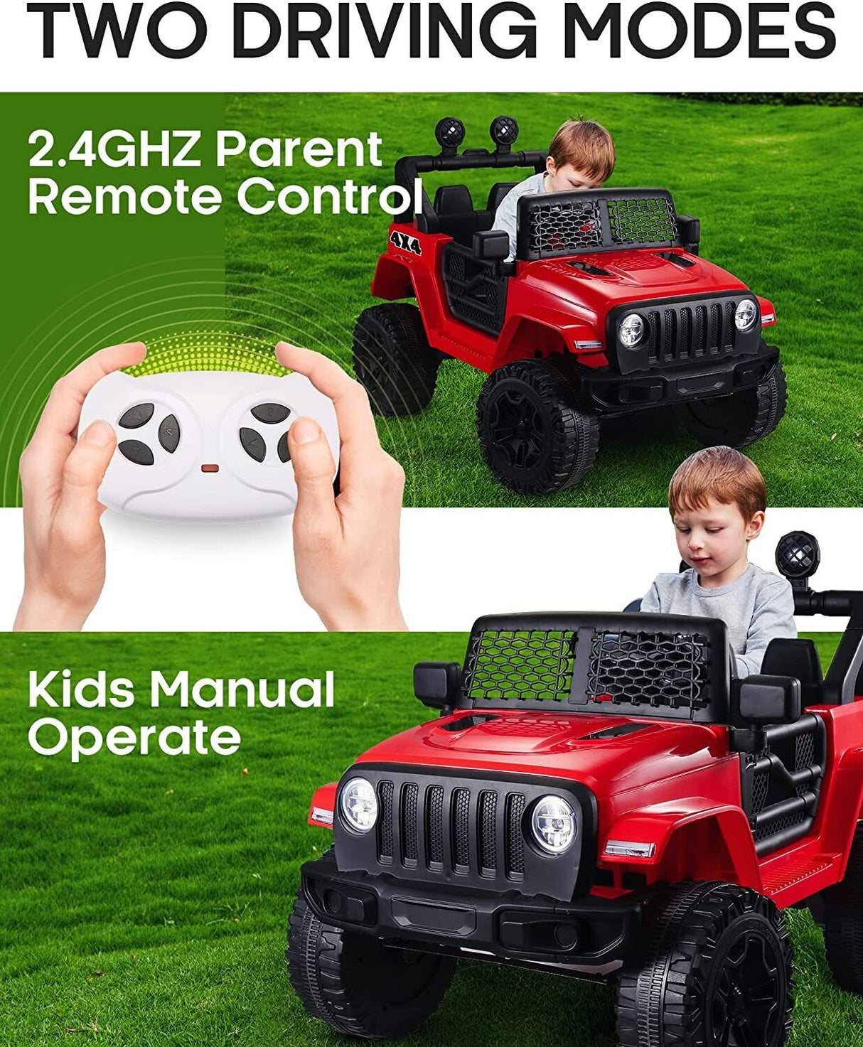 2-Seater Electric Ride-On Car for Kids with Remote Control and MP3 Player - 12V 7AH
