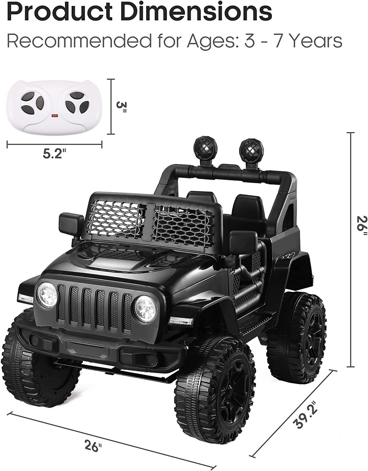 Electric 2-Seater Ride-On Car with MP3 Player and 12V 7Ah Battery Power for Kids