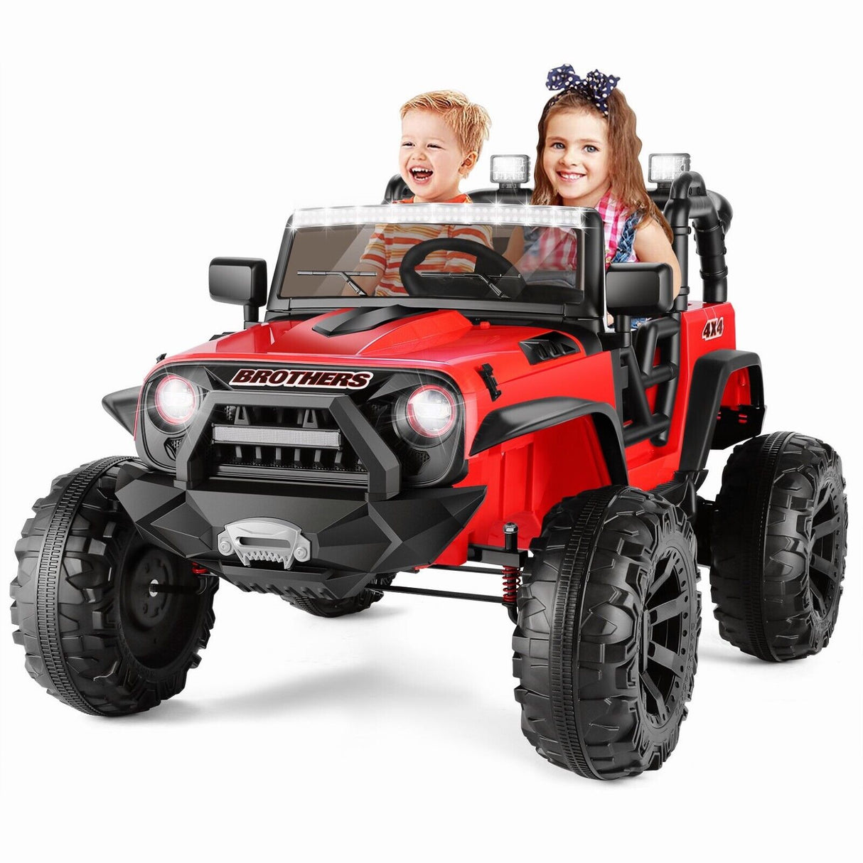 2-Seater Electric Ride-On Car with LED Lights, MP3 Player, and Remote Control for Kids (24V)