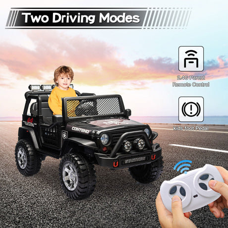 2-Seater Electric Ride-On Jeep for Kids with Remote Control - 12V Toy Truck