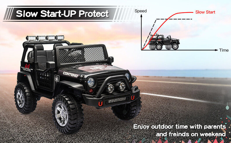 2-Seater Electric Ride On Jeep Toy with USB, Bluetooth, and Remote Control for Kids (12V)