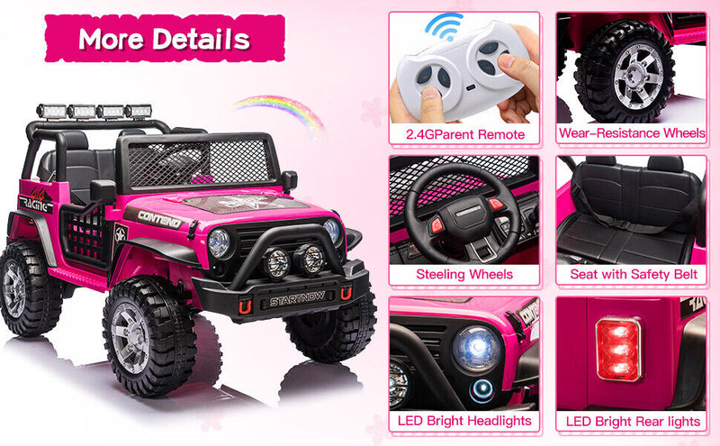 2-Seater Electric Toy Jeep for Kids with Remote Control, USB and Bluetooth Connectivity