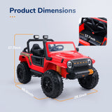 Electric 12V Kids Ride On Truck Car with Remote Control and LED Lights - 2 Seater for Parent-Child Fun, 3 Speed Options