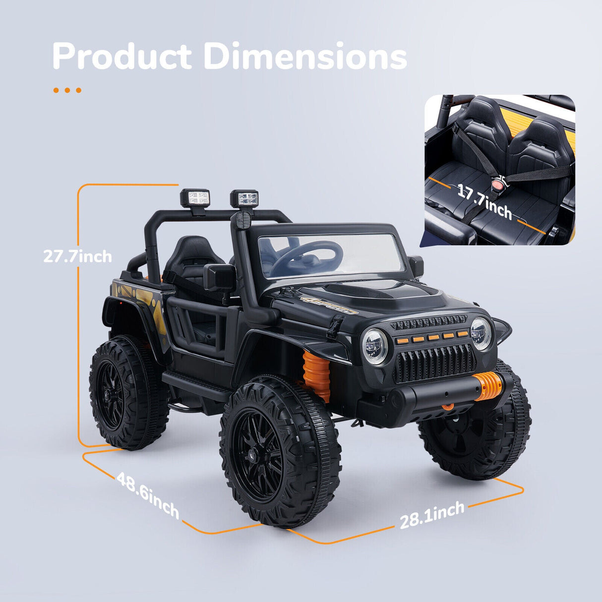 2-Seater Electric Ride-On Toy Truck for Kids with Parent Seat and MP3 Player