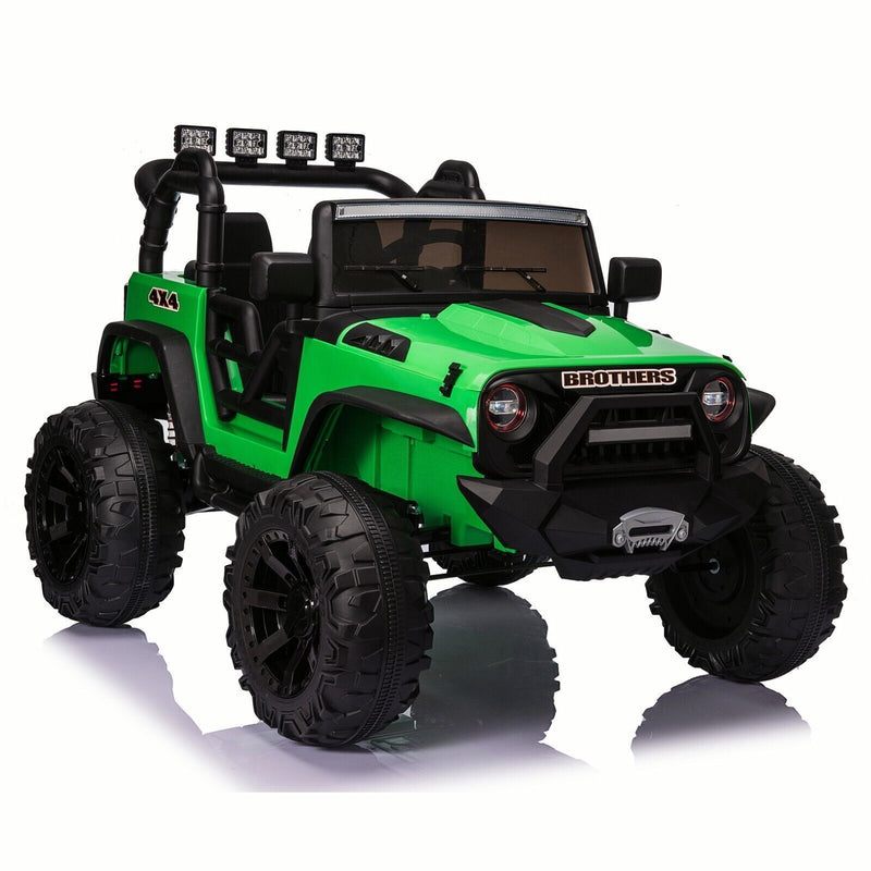 2-Seater 24V Kids Ride-On Truck with Remote Control, LED Lights, and 3-Speed Options