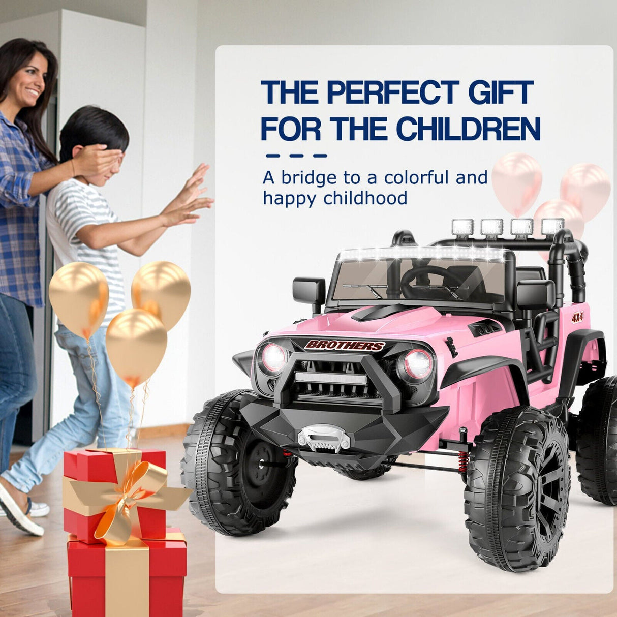 400W Electric JEEP Ride-On Car for Kids with Bluetooth, Remote Control, and LED Lights