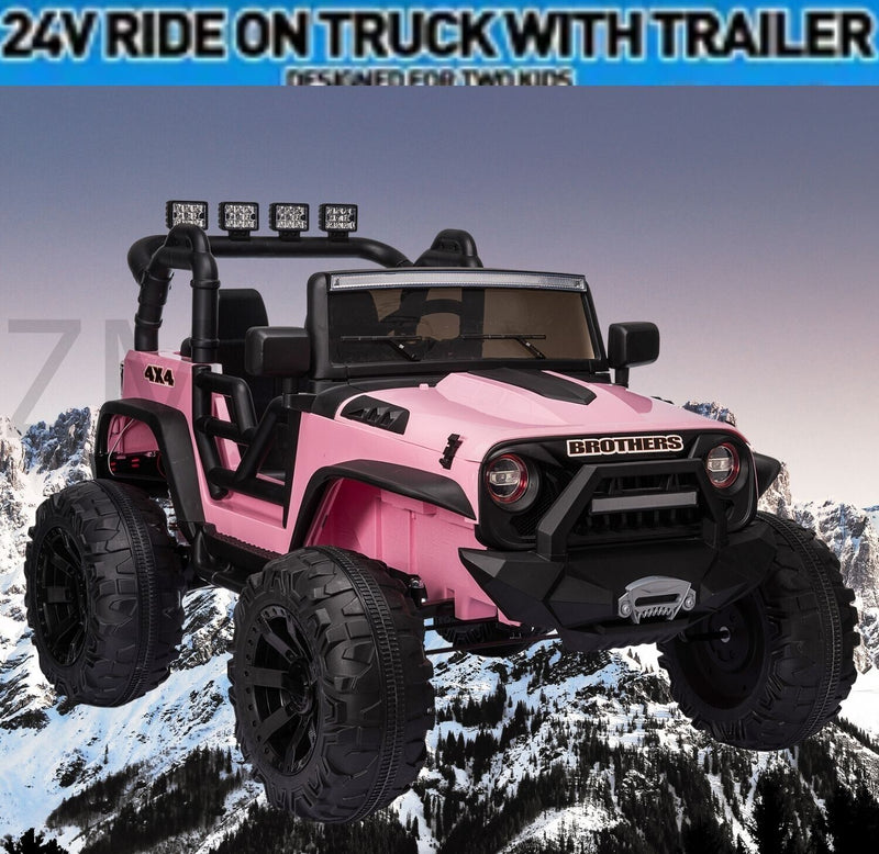 2-Seater Electric Ride-On Truck for Kids with MP3, LED Lights, and Remote Control - 24V