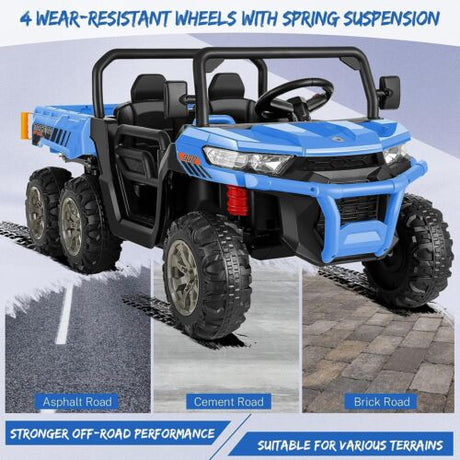 2-Seater Electric Ride-On Truck with Dump Bed and RC Control - 3 Speeds, 24V Power for Kids
