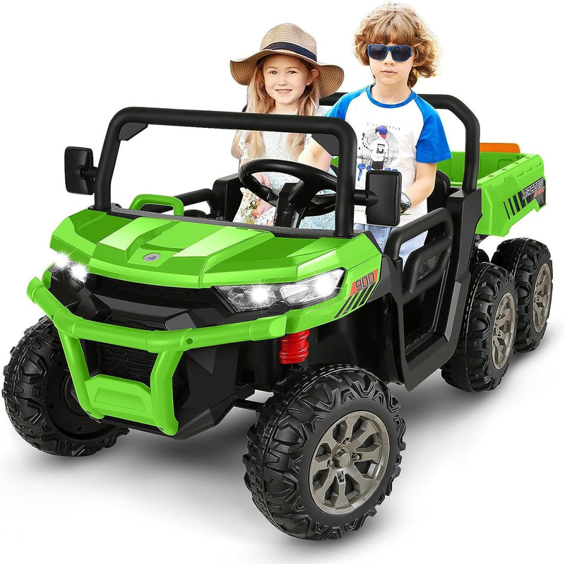 Premium 24V 7Ah Battery-Powered 2-Seat Dump Truck Ride-On Toy for Kids with 6 Wheels