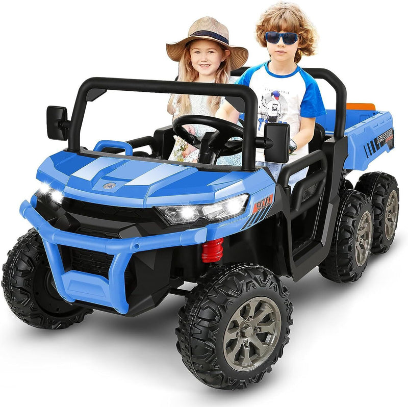 Premium 24V 7Ah Battery-Powered 2-Seat Dump Truck Ride-On Toy for Kids with 6 Wheels