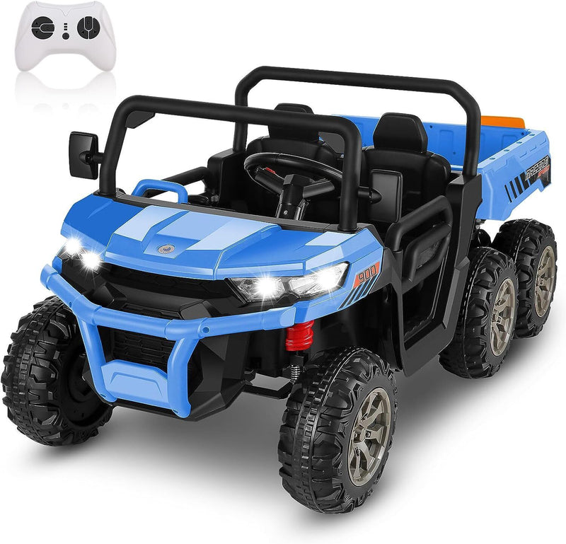 2 Seater 24V Dump Truck Ride On Car with Electric Dump Bed & Shovel - Remote Controlled