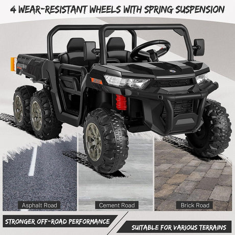 2 Seater 24V Dump Truck Ride On Car with Electric Dump Bed & Shovel - Remote Control Included