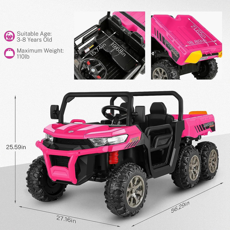 2-Seater Electric Truck Tractor for Kids with Dump Bed and 3 Speeds - 24V