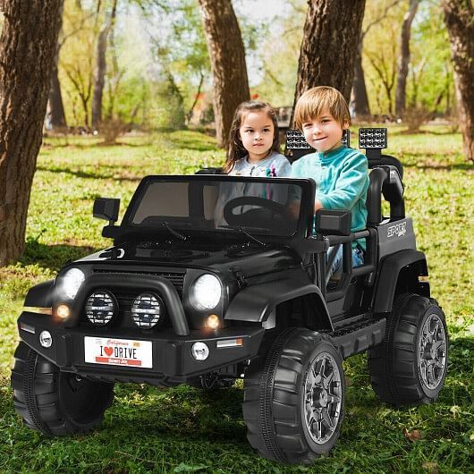 2-Seater Electric Ride-On Truck with Remote Control and Storage - Black