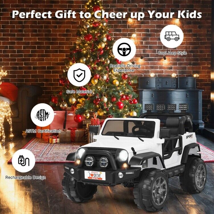 2-Seater Electric Toy Truck Jeep for Kids with Remote Control - 12V Ride On Car