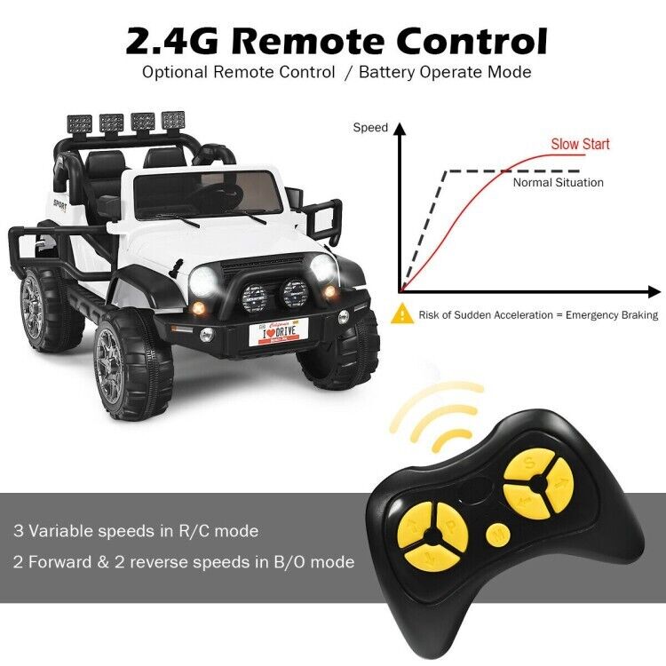 2-Seater Electric Toy Truck Jeep for Kids with Remote Control - 12V Ride On Car