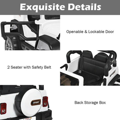 2-Seater Electric Toy Truck Jeep for Kids with Remote Control - 12V Ride On Car
