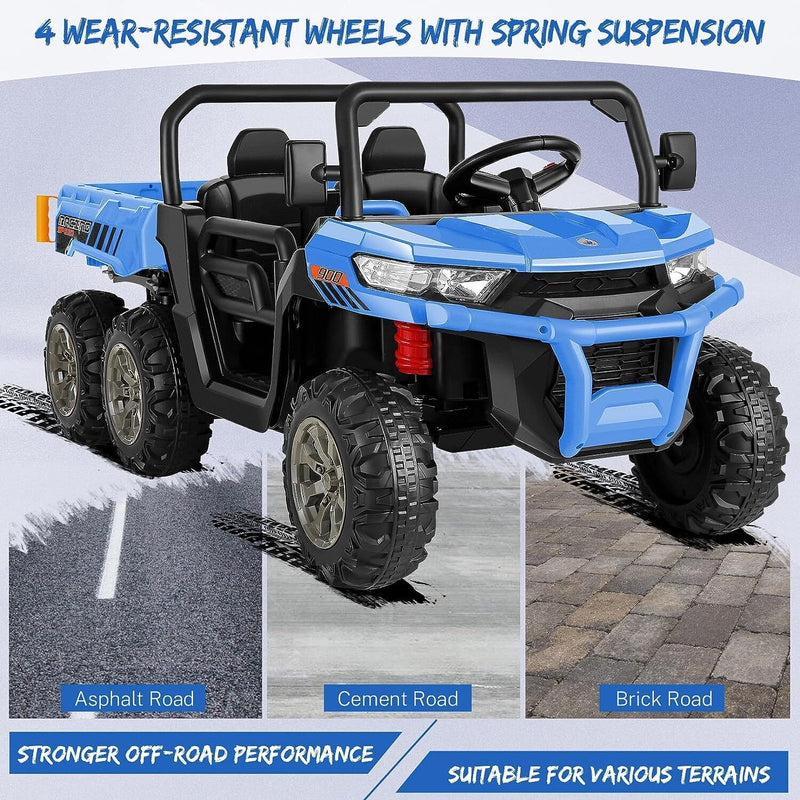 2-Seater Electric Truck Tractor with Dump Bed and Remote Control - 24V
