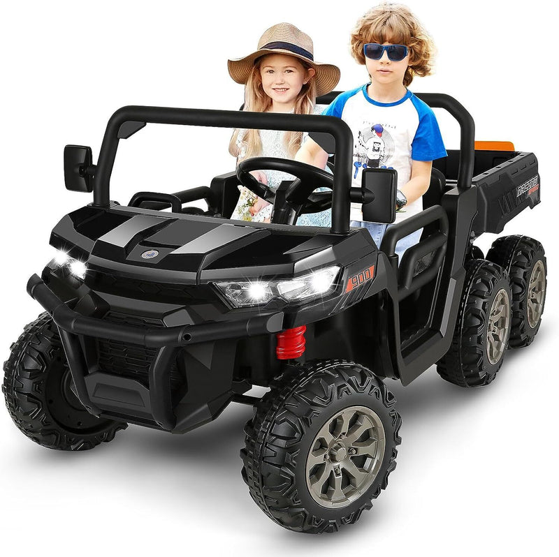 2-Seater Electric Truck Tractor with Dump Bed and Remote Control - 24V
