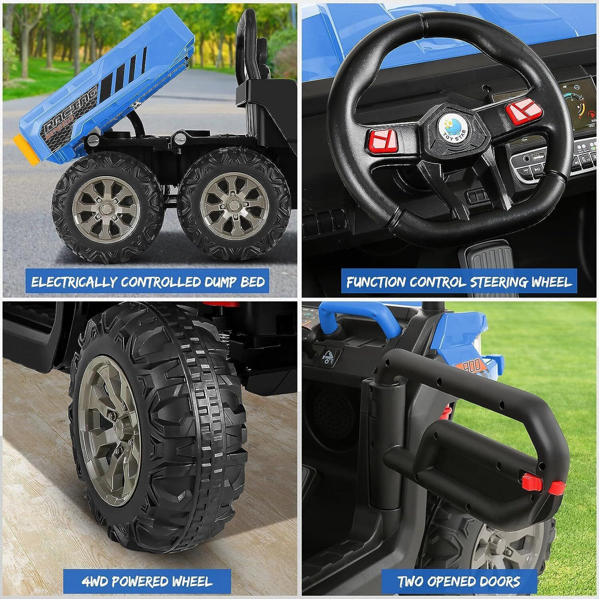 2-Seater Electric Truck Tractor with Dump Bed and Remote Control - 24V