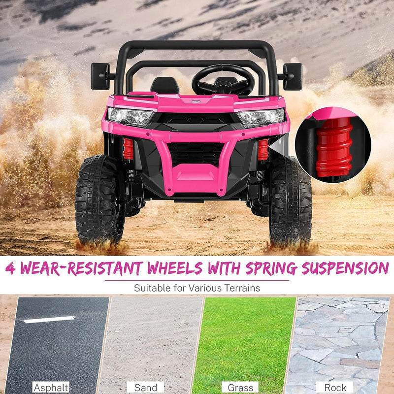 Electric 2 Seater Dump Truck Ride-On Car with Remote Control and Working Dump Bed and Shovel