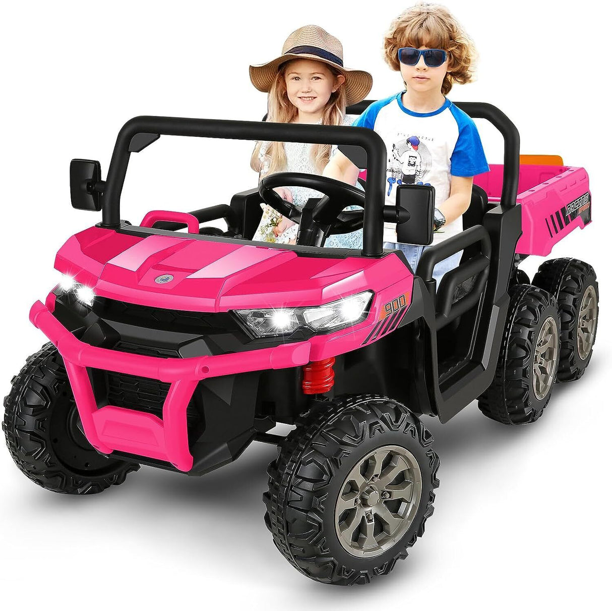 Electric 2 Seater Dump Truck Ride-On Car with Remote Control and Working Dump Bed and Shovel