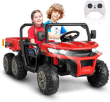 Electric 2 Seater Dump Truck Ride-On Car with Remote Control and Working Dump Bed and Shovel