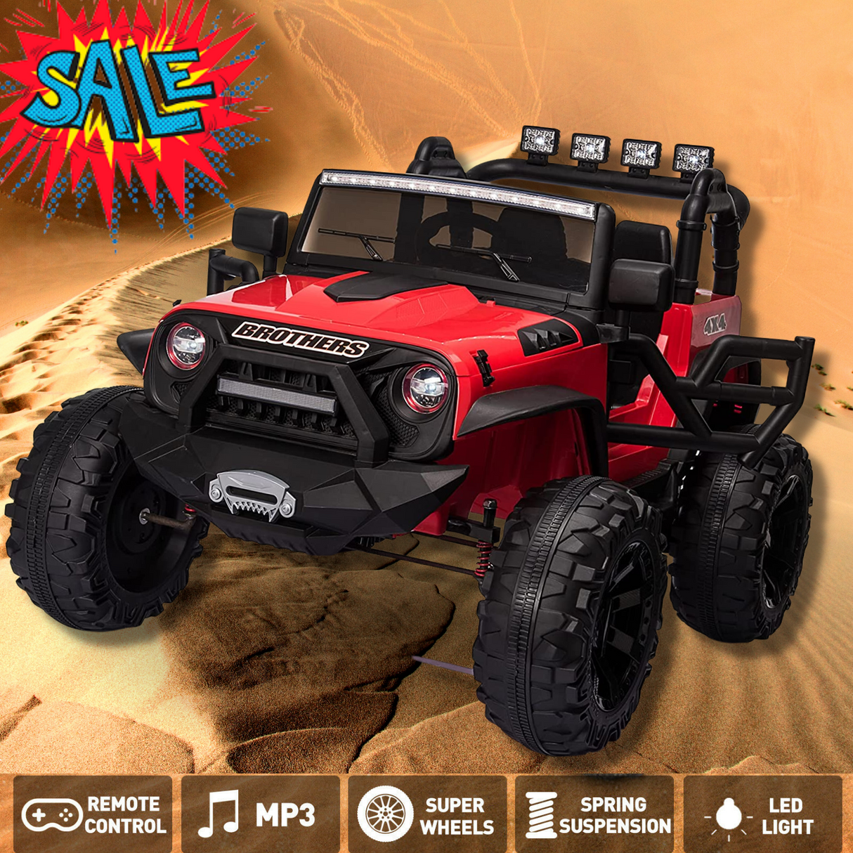 Electric 2 Seater Kids Ride-On Car with Remote Control and 24V Battery