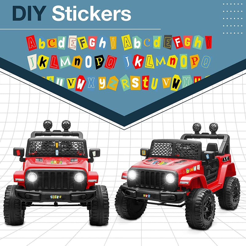 12V Kids Electric Ride-On Jeep Car with USB, Bluetooth, Remote Control, LED Lights, and MP3 Player