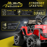 2-Seater Kids Ride on Car Truck with Remote Control, 3 Speeds, and LED Lights - 24V 2x200W
