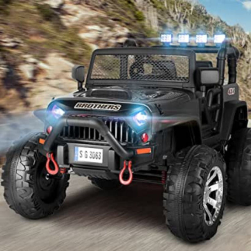 2 Seater Kids Ride On Truck Car with Remote Control and Powerful 200W Motors - 3 Speed Options and LED Lights