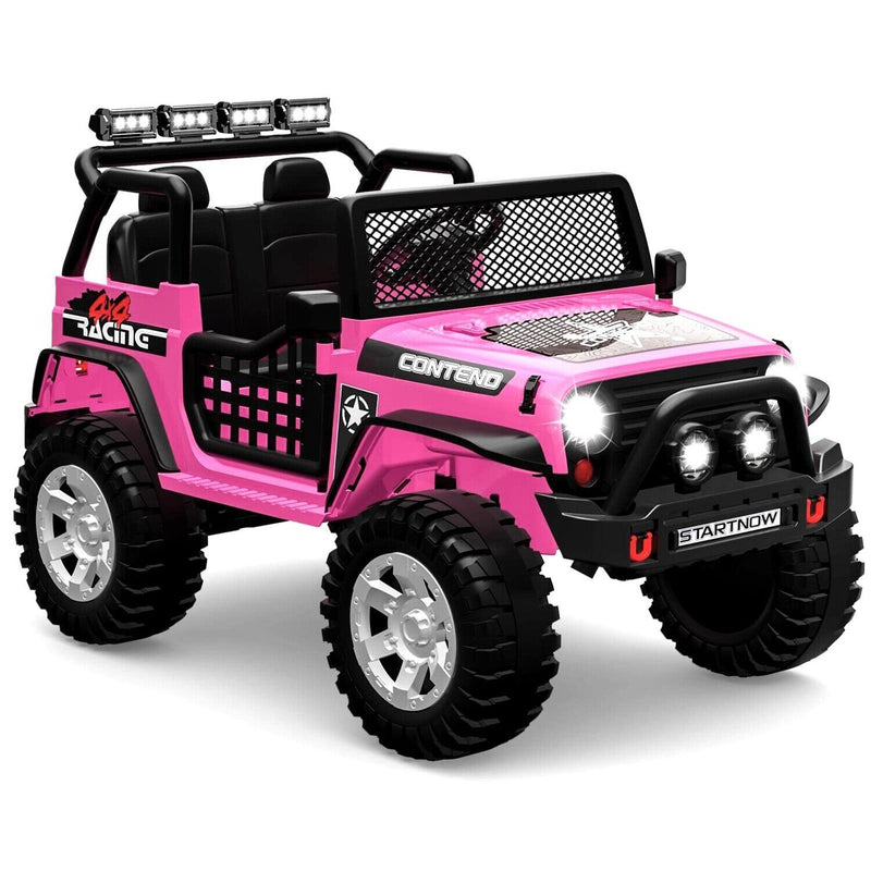 2-Seater Kids Ride-On Truck with Remote Control, LED Lights, Music, and Double Doors