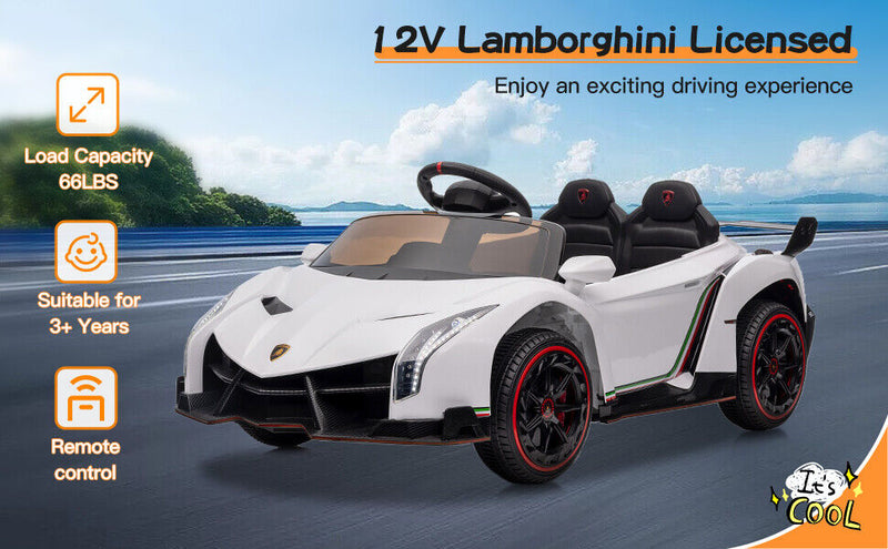 2-Seater Licensed Lamborghini Kids Ride On Car with Remote Control - 12V Electric Vehicle