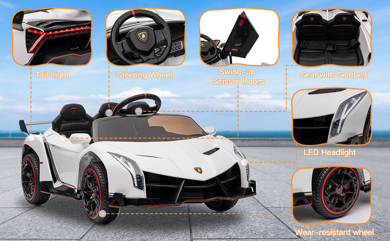 2-Seater Licensed Lamborghini Kids Ride On Car with Remote Control - 12V Electric Vehicle