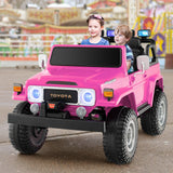 2-Seater Pink Battery Powered Ride-On Car with 3-Point Seat Belts and Doors - 12V