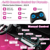 2-Seater Pink Battery Powered Ride-On Car with 3-Point Seat Belts and Doors - 12V